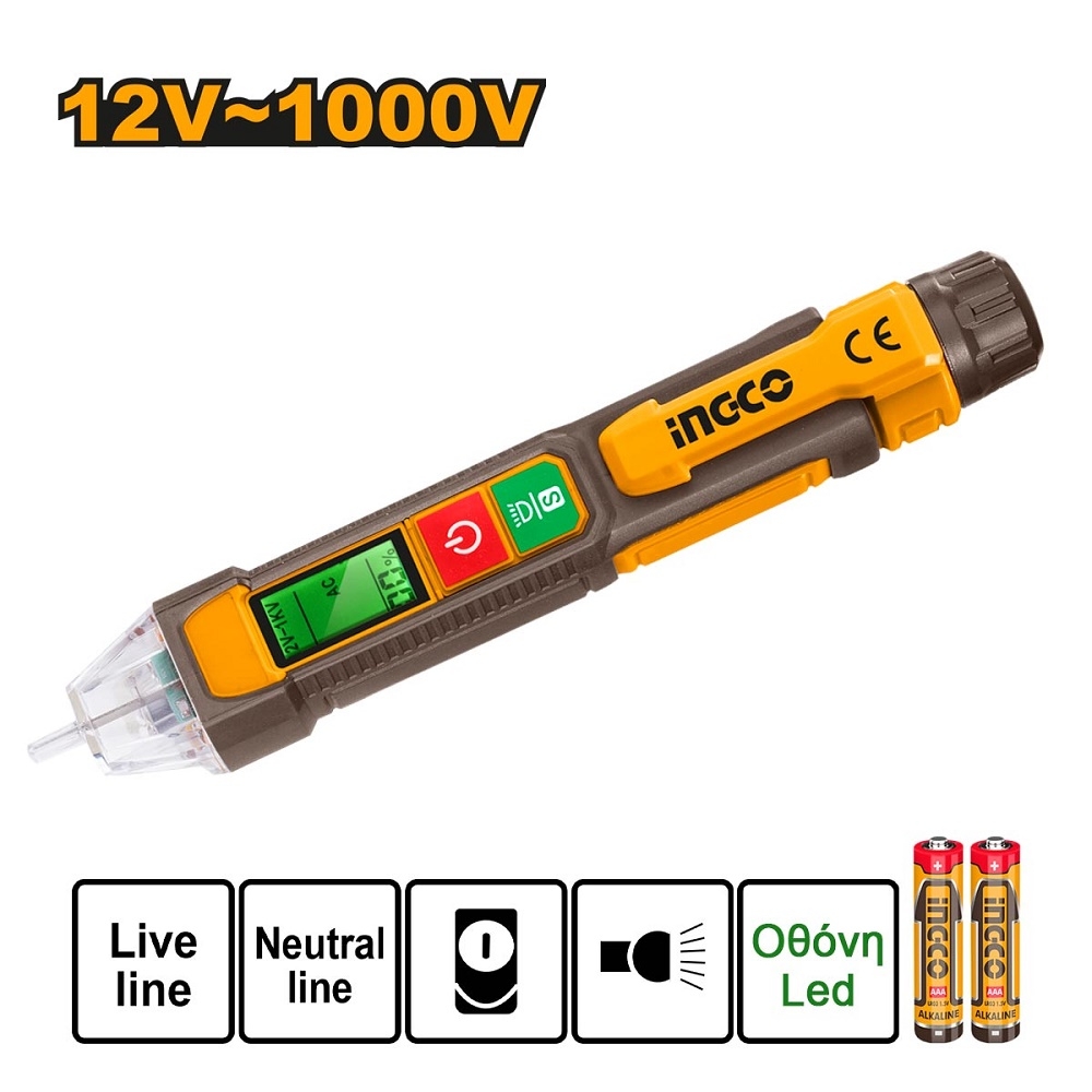 Ανέπαφο Δοκιμαστικό Τάσης AC 12-1000V/ Φακός led / Οθόνη led - Εργαλεία Ηλεκτρολόγων Ανέπαφο Δοκιμαστικό Τάσης AC 12-1000V/ Φακός led / Οθόνη led - Εργαλεία Ηλεκτρολόγων